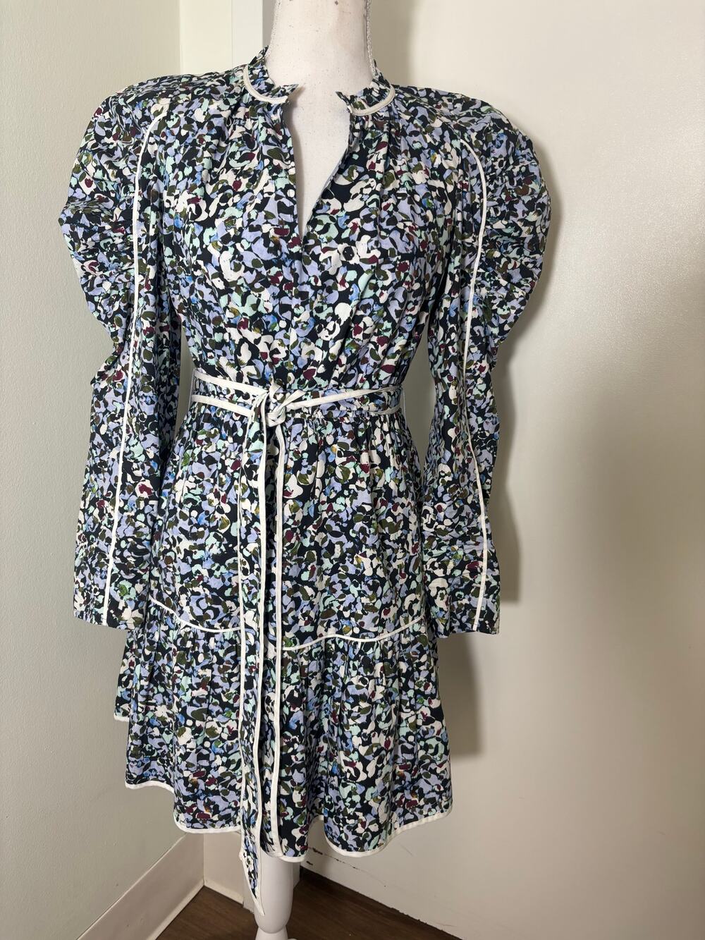 Marie Oliver Purple and Black Floral Mini Dress Sz XS